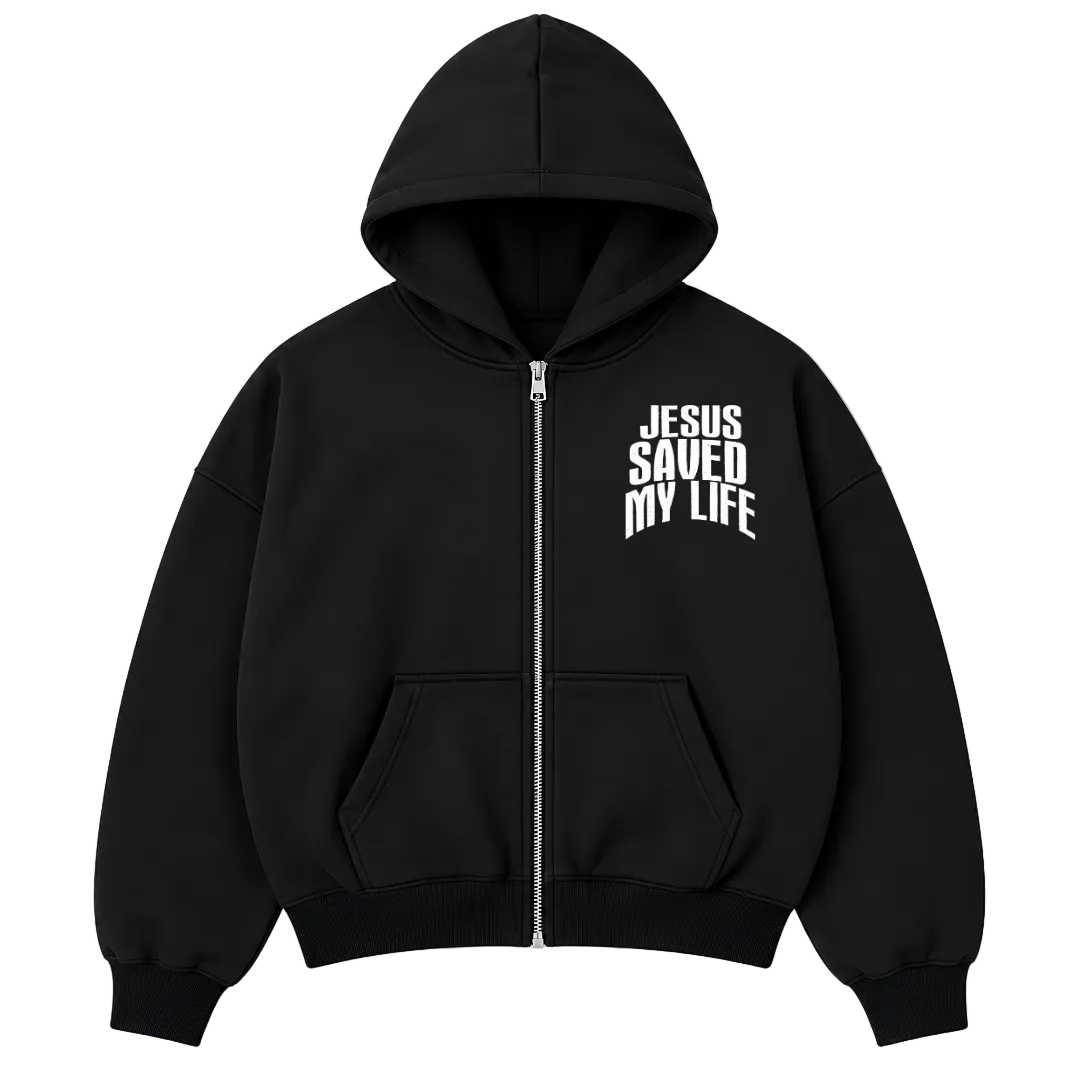 Jesus Saved My Life — Oversized Zip Hoodie