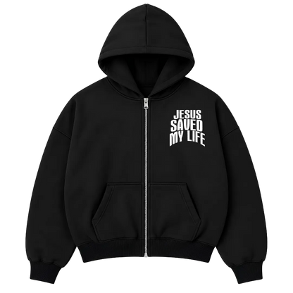 Jesus Saved My Life — Oversized Zip Hoodie