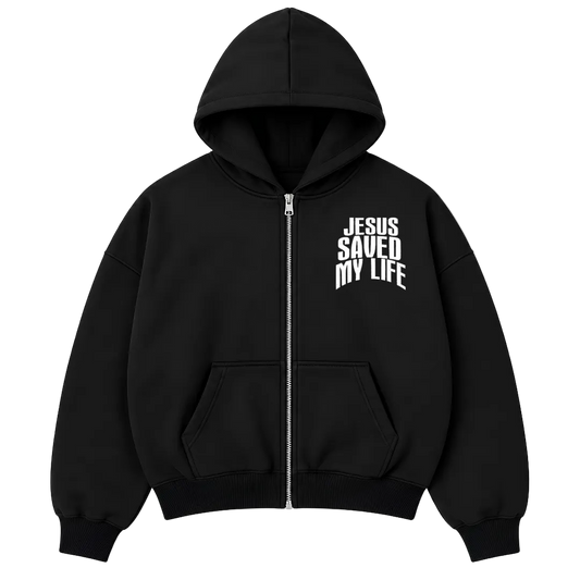 Jesus Saved My Life — Oversized Zip Hoodie